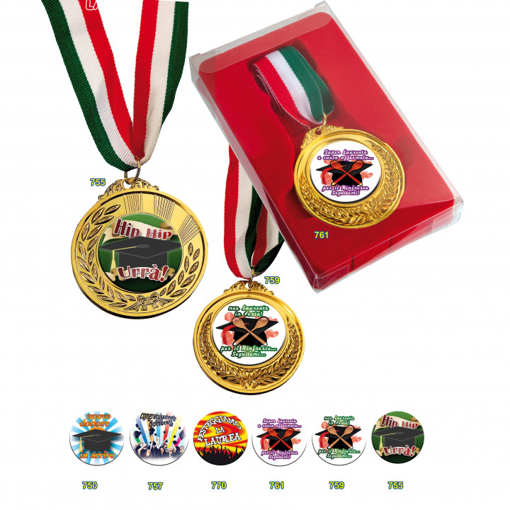 MEDAGLIA 50mm CON NASTRO E CARTONCINO
