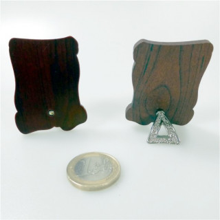PANNELLO LEGNO LUCIDO A PERGAMENA CON PIEDINO IN METALLO