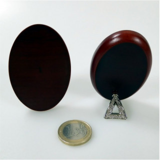 PANNELLO LEGNO LUCIDO OVALE  SFIANCATO CON PIEDINO IN METALLO
