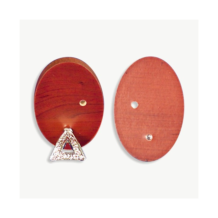 PANNELLO LEGNO LUCIDO OVALE  SFIANCATO CON PIEDINO IN METALLO
