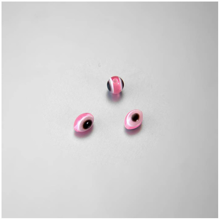 PERLE IN PLASTICA OCCHI DI LINCE COLORE ROSA 6x8 mm -  Confezione da 1000 PZ.