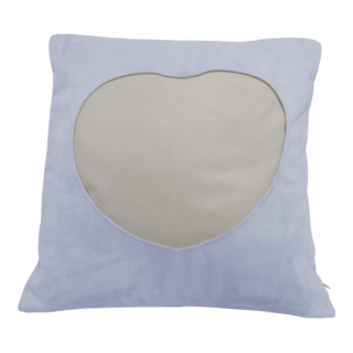 FODERA 45x45 cm TESSUTO EFFETTO VELLUTO CON CUORE SIMILPELLE DA SUBLIMARE