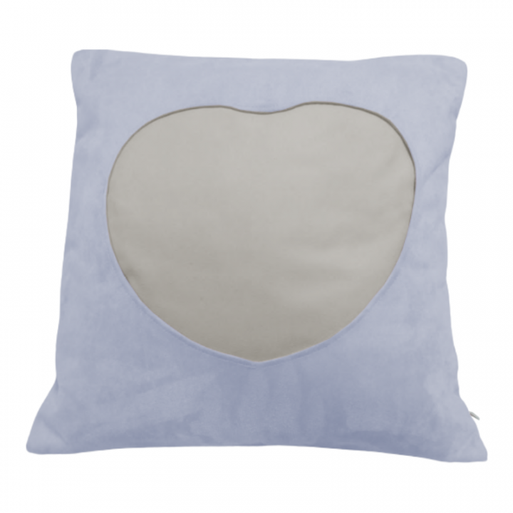 FODERA 45x45 cm TESSUTO EFFETTO VELLUTO CON CUORE SIMILPELLE DA SUBLIMARE