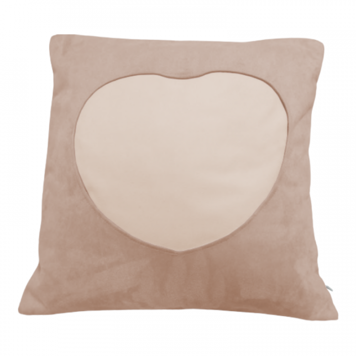 FODERA 45x45 cm TESSUTO EFFETTO VELLUTO CON CUORE SIMILPELLE DA SUBLIMARE