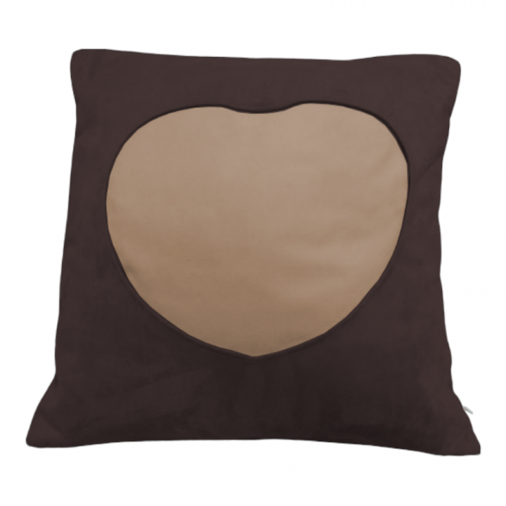 FODERA 45x45 cm TESSUTO EFFETTO VELLUTO CON CUORE SIMILPELLE DA SUBLIMARE
