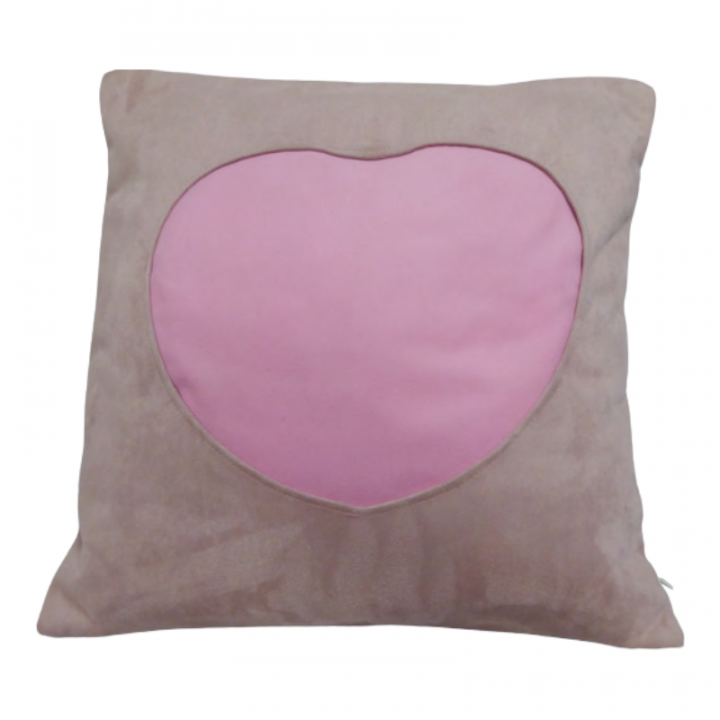 FODERA 45x45 cm TESSUTO EFFETTO VELLUTO CON CUORE SIMILPELLE DA SUBLIMARE