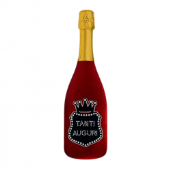 Prosecco Extra Dry l. 0,75 - Bottiglia in Velluto Rosso con Corona in Velluto Nero e Strass in Cristallo