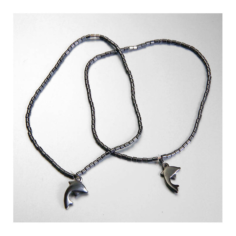 COLLANA IN EMATITE,CON CIONDOLO CON DELFINO mm.40