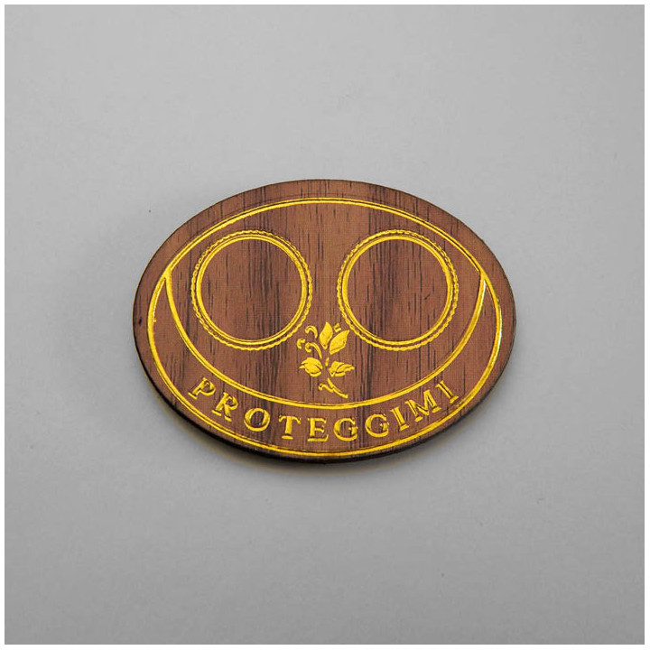 MAGNETE LEGNO OVALE DA PERSONALIZZARE DECORO ORO