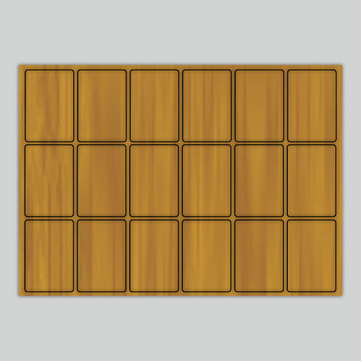 18 TESSERE RETTANGOLARI BORDI LISCI 79x58 mm IN MDF SUBLIMABILE SU PANNELLO 25x35 cm SPESSORE  3 mm
