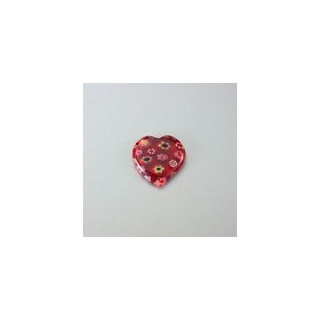 CUORE DI MURRINA ROSSO - misura 20x21 mm x CROCERA CON 3 BUCHI DA 1 mm