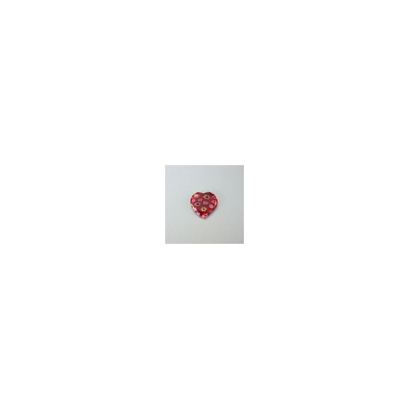 CUORE DI MURRINA ROSSO - misura 20x21 mm x CROCERA CON 3 BUCHI DA 1 mm