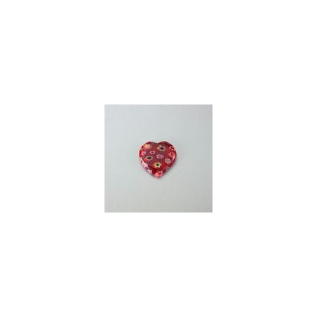 CUORE DI MURRINA ROSSO - misura 20x21 mm x CROCERA CON 3 BUCHI DA 1 mm