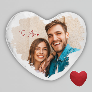 CUSCINO A CUORE IN MICROFIBRA BIANCO, RETRO ROSSO FINE-ART