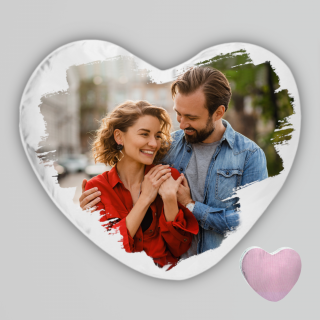 CUSCINO A CUORE IN MICROFIBRA  BIANCO, RETRO ROSA FINE-ART