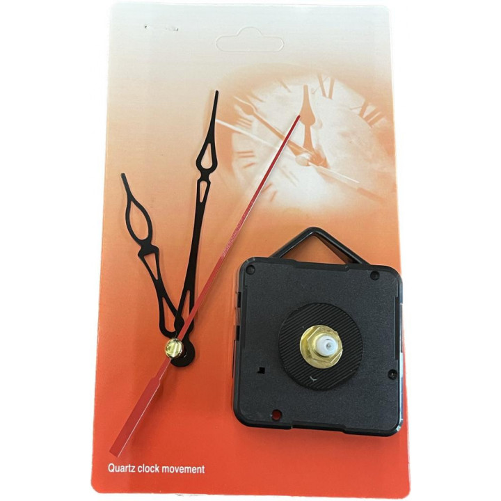 MECCANISMO OROLOGIO 16 mm CON LANCETTE 10 cm e 7 cm COMPLETO DI SCATOLINA