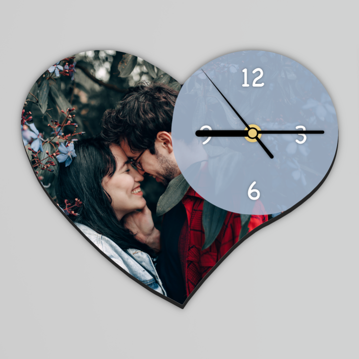 OROLOGIO IN MDF 19,8x16 cm A FORMA DI CUORE COMPLETO DI MOVIMENTO E LANCETTE