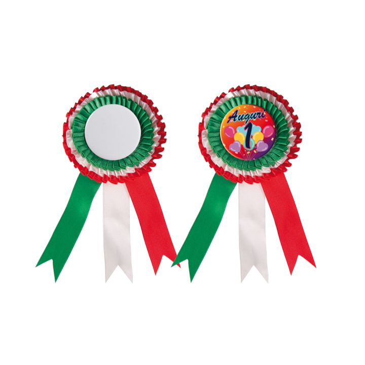 COCCARDA GRANDE TRIPLA TRICOLORE CON CERAMICA TRATTATA PER LA SUBLIMAZIONE