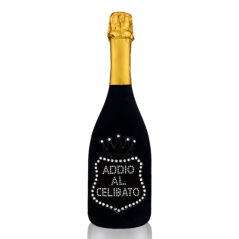 Prosecco Extra Dry l. 0,75 - Bottiglia in Velluto Nero con Corona in Velluto Nero e Strass in Cristallo