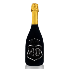 Prosecco Extra Dry l. 0,75 - Bottiglia in Velluto Nero con Corona in Velluto Nero e Strass in Cristallo