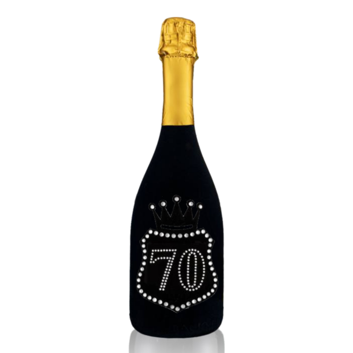 Prosecco Extra Dry l. 0,75 - Bottiglia in Velluto Nero con Corona in Velluto Nero e Strass in Cristallo