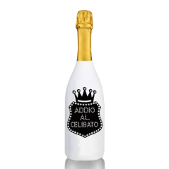 Prosecco Extra Dry l. 0,75 - Bottiglia in Velluto Bianco con Corona in Velluto Nero e Strass in Cristallo