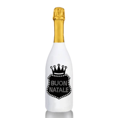Prosecco Extra Dry l. 0,75 - Bottiglia in Velluto Bianco con Corona in Velluto Nero e Strass in Cristallo
