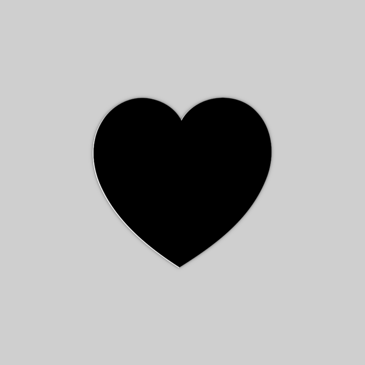 HDF 11X10 CUORE PICCOLO BOMBATO, SPESSORE 6 MM RETRO NERO SUBLIMAZIONE