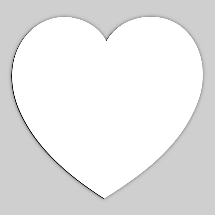 CUORE GRANDE IN HDF 20X19 cm SPESSORE  6 mm, RETRO NERO PER LA SUBLIMAZIONE