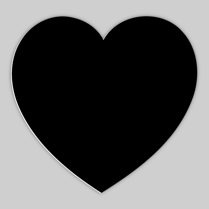 CUORE GRANDE IN HDF 20X19 cm SPESSORE  6 mm, RETRO NERO PER LA SUBLIMAZIONE