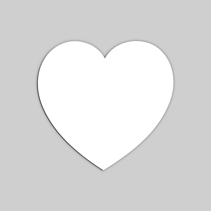CUORE MEDIO IN HDF 14,5x15 cm SPESSORE  6 mm, RETRO NERO PER LA SUBLIMAZIONE