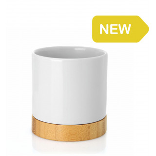 VASO PORTAFIORI IN CERAMICA SUBLIMABILE CON BASE IN BAMBOO
