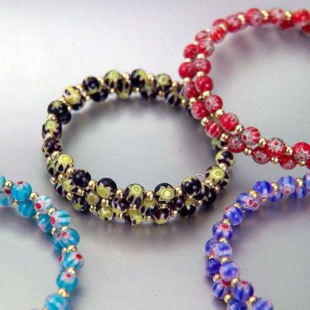 BRACCIALE CON 48 PERLE MURRINA Ø6 FILI METALLICI COLORI ASSORTITI