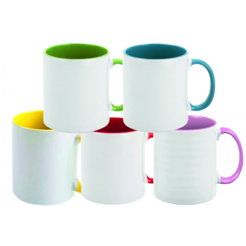 Tazza bianca con Interno e Manico Colorato Tazza bianca con Interno e Manico Colorato