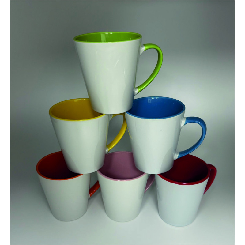 Tazza Conica con Interno e Manico Colorato
