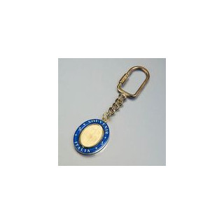 PORTACHIAVI GIREVOLE OVALE  BORDO BLU  CON INTERNO DORATO