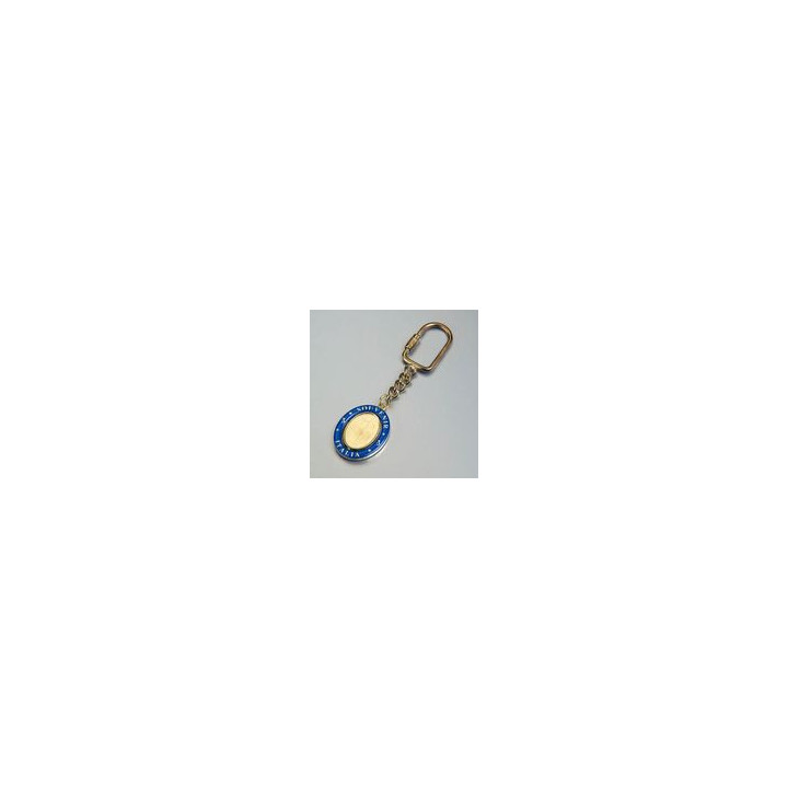 PORTACHIAVI GIREVOLE OVALE  BORDO BLU  CON INTERNO DORATO